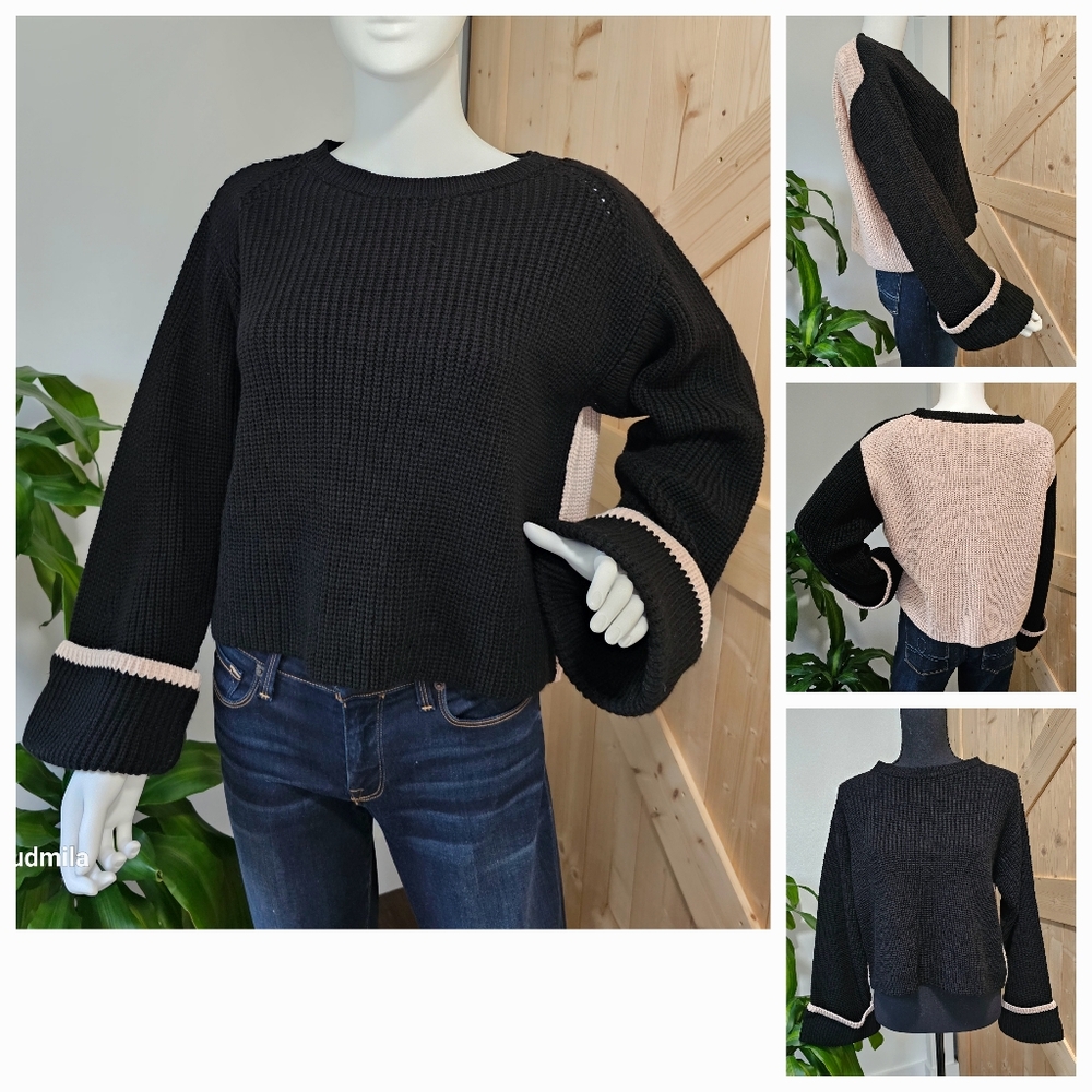 TOPSHOP size 8 cropped thick knit two-tone sweater
